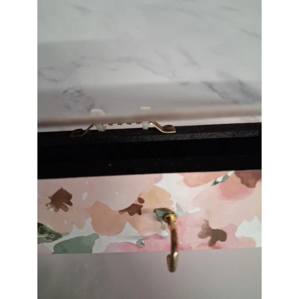 Floral Jewelry Holder/Organizer Wall Mounted 17-3/4 x 1-1/2 inches w/ 9 Hooks